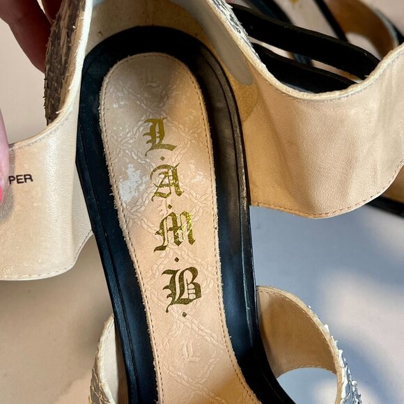 L.A.M.B. Black Grey & Snakeskin Heels Size 10 (fits 9) - Picture 4 of 16